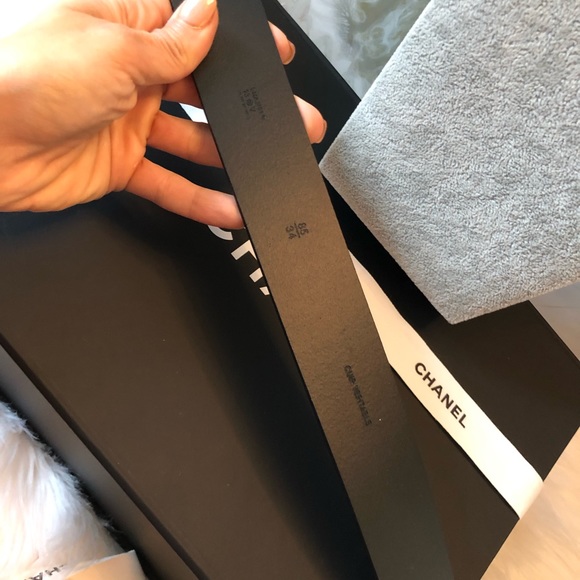 Chanel Black Leather CC Two Tone Logo Belt 85 - Picture 5 of 7